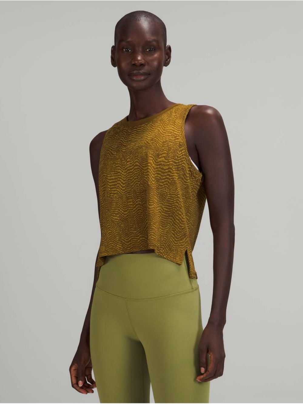 Lululemon Train To Be Ripple Wave Deep Artifact Auric Gold Tank Top Sports Gym